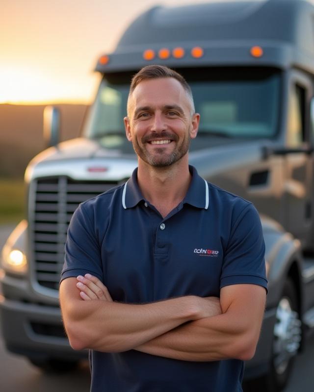 T&T Trucking founder in front of a modern transport truck in New York