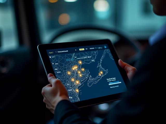 Logistics dispatcher monitoring freight tracking data